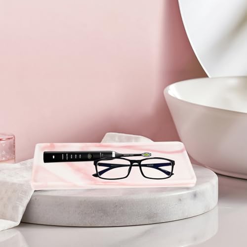 Bandeja para guardar cosméticos y joyas de cerámica rectangular 205x95 mm diseño mármol 8