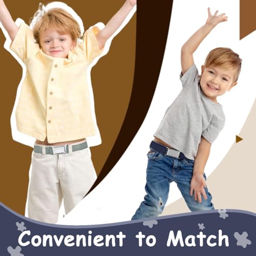 Image of GUSTAVE 2pcs Belt for Kids, Stretchy Kids Belt for Boys Girls, Fashion Adjustable Waist Belts, Elastic Silver Buckle Child Toddler Belts