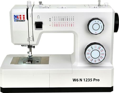 W6 Nähmaschine N 1235 Pro mit 24 Programmen | Freiarm | automatischer Einfädler | obenliegende Spule | Umlaufgreifer | Knopflochautomatik | Jeans nähen | 100 Watt Servo Motor