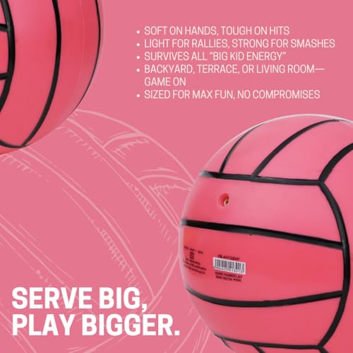 Image of Aivin Home-Play Volleyball | Grooved Grip PVC Surface | All-Surface Play | Balanced Flight & Consistent Bounce | Indoor & Outdoor Use (Neon Pink, 1)