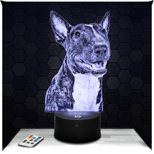 Lampephoto.fr - Lampe 3D Bull Terrier Cadeau Bull Terrier Chien Chiot Animal, Veilleuse Tactile Led, Effet Hologramme 3D, Idée Cadeau Noël Anniversaire Garçon ou Fille, Objet décoration chambre