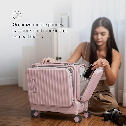 Image of Acer Barcelona Overnighter Suitcase, 19 inch Cabin, Recycled Polyester Material, Top Opening with Quick-Access Compartment, TSA Lock, 360 Degree Spin 8 Wheel, Pink