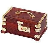 本物の木製/木製ジュエリーボックスケース ジュエリーオーガナイザーボックス ジュエリーボックス パスワードロック 収納ボックス リング ブレスレット用 ヴィンテージ ポータブル アンティーク 多用途 ショ