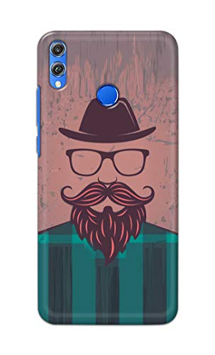Image of PRINTFIDAA Man Icon with Beard Shirt Hipster Printed Designer Hard Case for Honor 8X, JSN-L11, JSN-L21, JSN-L22, JSN-L23 Back Cover -(e) RPM1001
