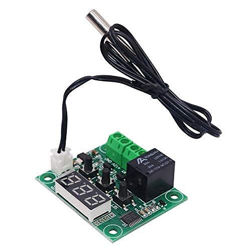 Image of W1209 Digital Temperature Controller Module with NTC Waterproof Sensor | DC 12V Thermostat Switch Relay Control Board | LED Display for Incubator, Aquarium, Greenhouse, Cooling