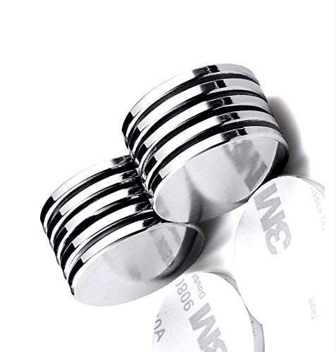 JUNAN aimant néodyme à disque,20mmx3mm puissant rond magnets, avec adhésifs double face(Lot de 10)