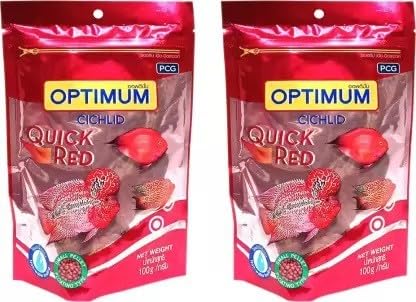 AKSHAT ENTERPRISES Optimum Cichlid Quick Red Small Pellet Fish Food | Added with Fish Meal & Corn Gluten Meal | Highly Digestible Fish Food for All Aquarium Fish- 100gm(Pack of 2) (B0CBXHZ57N) Amazon Price History, Amazon Price Tracker