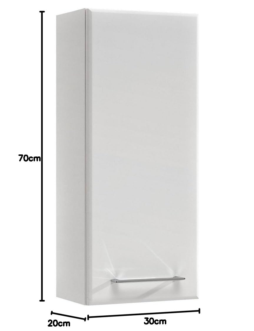 Pelipal Badezimmer Hängeschrank Quickset 376 in Weiß Hochglanz, 30 cm breit | Bad Wandschrank mit 1 Tür und 2 Glas-Einlegeböden