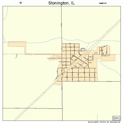 Large Street & Road Map of Stonington, Illinois IL Printed poster size wall atlas of your home