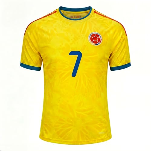 Soccer Style Shirt for Men - Colombia 2026 Home Jersey - Luis Diaz #7 - Mens Breathable Fan Jersey - Lightweight Athletic Football Shirt for Fans - Yellow Size XL