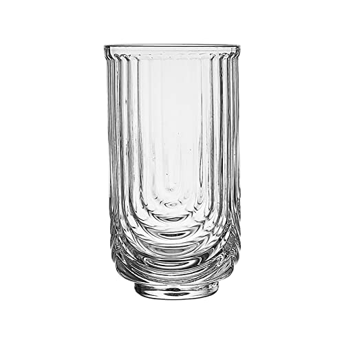 Ribbed Glassware, Vintage Glass Cups Elegant Drinking Glasses Iced Coffee Cup, Ripple Glassware, Fluted Glassware Glass Tumbler for Cocktail Beer Juice(410ml/13.8oz)