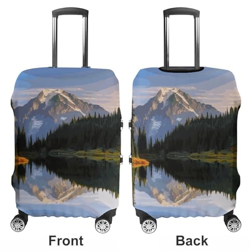 Mountain And Lake Pictures Printed Luggage Cover Protector, Fits 18-32 Inch Luggage3