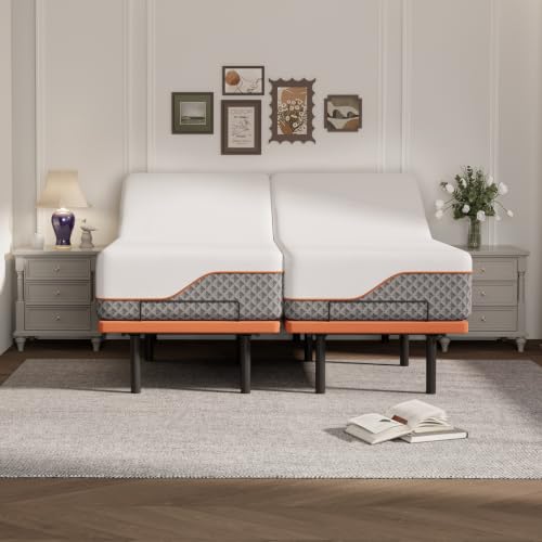 Image of ESHINE Split King Adjustable Bed Frame with 14 inch Mattress, Zero Gravity | Memory Foam Hybrid Mattress(Medium Soft), 5 Minutes Installation, Wireless Remote Control, Head and Foot Incline, 2000 Series
