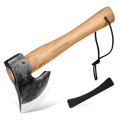 Golden Bird Beil Axt Holz spalten 30 cm Axt Survival Kohlenstoffstahl wärmebehandelt Camping Axt mit Holzgriff Outdoor axt für Garten Holzbearbeitung Outdoor-Aktivitäten - Geschenke für Männer