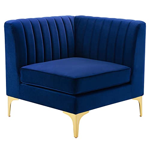 Modway Triumph Channel Tufted Performance Velvet Sectional Sofa Corner Chair, Navy Modway Triumph Channel Tufted Performance Velvet Sectional Sofa Corner Chair, Navy