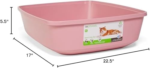 So Phresh Caja de arena rosa abierta para gatos, 22.5 pulgadas de largo x 17 pulgadas de ancho x 5.5 pulgadas de alto