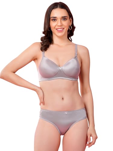 Image of Women's Seamless Non-Padded Wirefree Bra with Mid-Rise Bikini Panty Set | Soft Stretch Everyday Comfort Lingerie Set