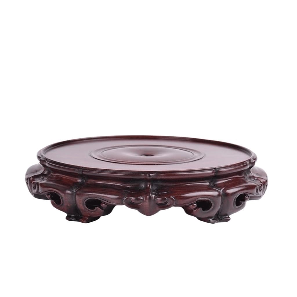 MPOPO Bonsai Pedestal Round Vase Teapot Incense Burner Flowerpot Ornament Base Solid Wood Bracket Vase Display Stands Pedestal Base