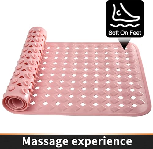 Image of Door mat Bathroom mats Anti Slip for Entrance Floor Foot Skid Bathtub Bath Shower Suction Cups (Pink 70x40cm)