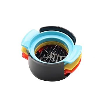 3 in 1 Egg Slicer for Hard Boiled Eggs, Time-Saving, Mini Anti-Slip Multipurpose Handy Fruit Food Slicing Tool Kitchen Gadget with Stainless Steel Blades,BPA Free, Dishwasher Safe
