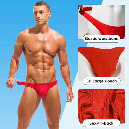 Mens Thong Underwear Ribber G-String Low Rise Briefs T-Back Pouch Stretch and All-day Comfort Lingerie for Men4