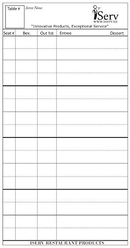iServ Order pads (10 pack) for Servers/Waitresses -Made in USA- Designed to keep