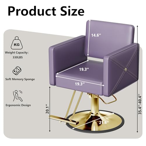 Image of LOUVIXA Barber Chairs for Hair Stylist, Height Adjustable Hydraulic Salon Chair, 360 Degrees Rotation, Multi-Function Shampoo Chair for Salon Home Barbershop (Purple)