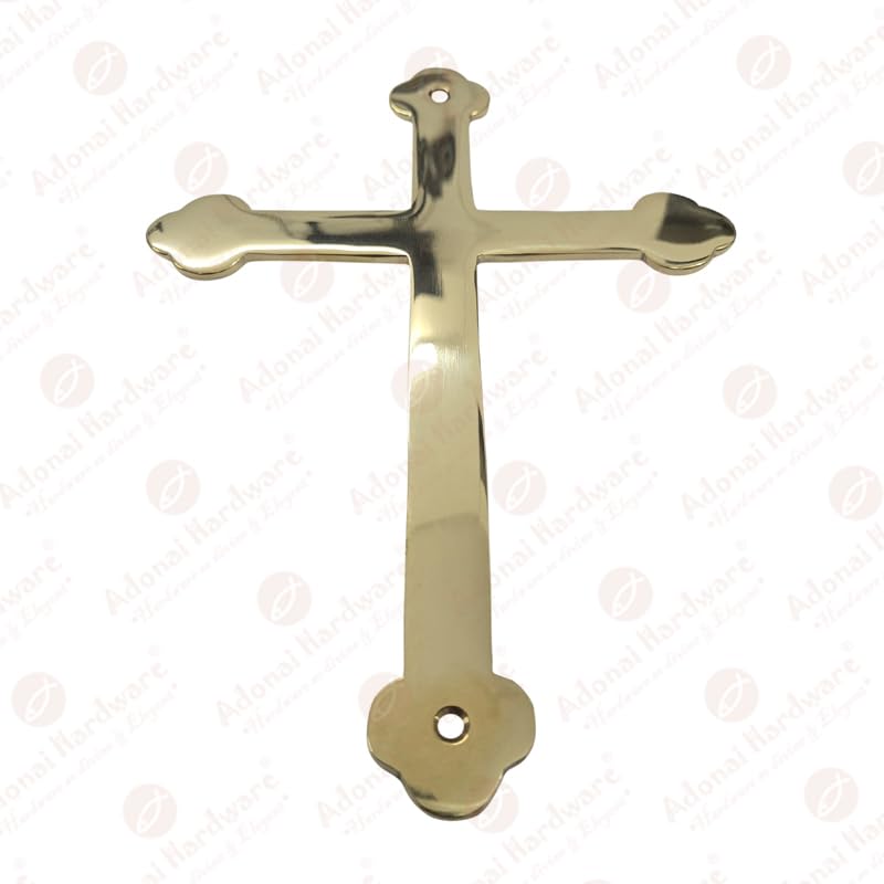 Adonai Hardware Cross Brass Door Sign - Polish Lacquered 3