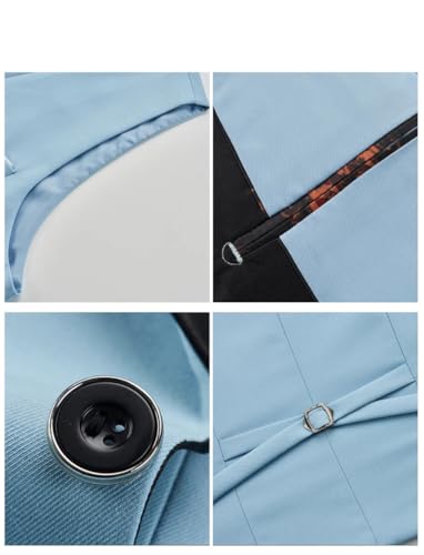 Pohullan Men Jacket Vest Pants Formal Suit Business Office Color Contrast Suit Groom Wedding Slim Suits4