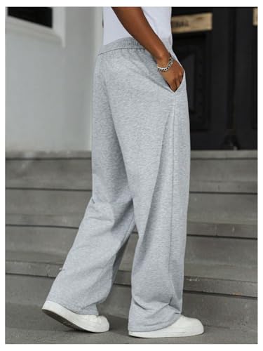 SHENHE Men's Baggy Sweatpants Open Bottom Wide Leg Loose Sweat Pants Lounge Workout Pants3