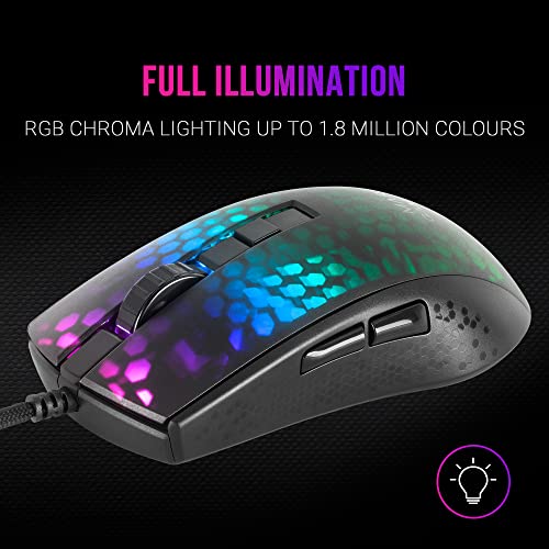 MMR, Mouse Gaming RGB Chroma, Struttura Traslucida Ultra-leggera 58g, 12800 DPI, Switch Meccanici HUANO, Nero - Mouse gaming - Immagine 2