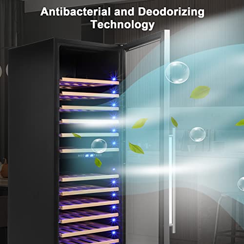 187 Bottles Large Wine Cooler Refrigerator, Freestanding Wine Fridge With Stainless Steel and Professional Compressor, Fast Cooling Low Noise and No Fog Built-in