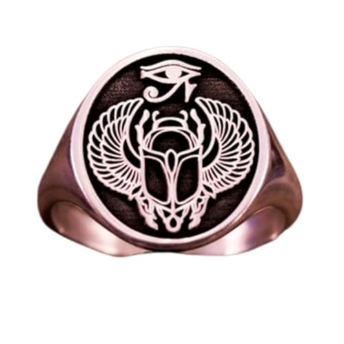Bague scarabée égyptien argent 925 le cadeau idéal avec sa chevalière ronde symbolique