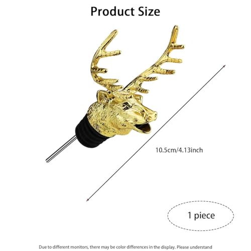 Image of 1 Piece Wine Bottle Pourer, Deer Head Whiskey Pourer for Red Wine, Universal Bottle Cap for Wine and Liquor Bottles, Elegant Gift for Wine Lovers (Golden)
