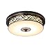 Plafón LED Vintage Diseño redondo lámpara de techo regulable Antiguo rústico Anillo Negro Techo Foco de techo blanco acrílico de pantalla retro industria Hierro techo Salón comedor Piso lámparaØ40 cm