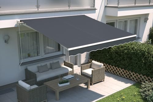 empasa manuelle Gelenkarmmarkise Markise 'Start' Sonnenmarkise Sonnenschutz mit weißem Aluminium Rahmen, komplett vormontiert, anthrazit oder Elfenbein
