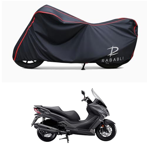 Image of Waterproof Bike Body Cover Compatible for | 22 Motors X-Town 300i | Taffeta Fabric, Red Piping Design, Bottom Elastic Fit | Dustproof, Sun UV & Rain Protection for All Bikes