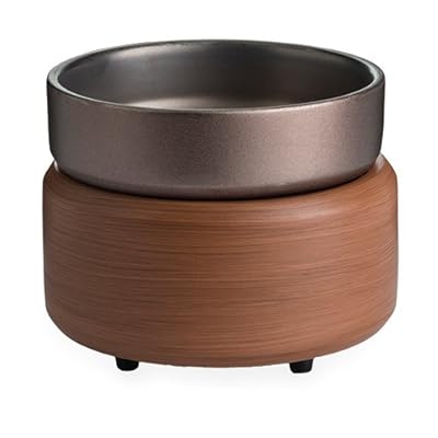 CANDLE WARMERS ETC 2-in-1 Candle and Fragrance Warmer for Warming Scented Candles or Wax Melts and Tarts with to Freshen Room, Golden Pewter Walnut