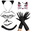 TYXHXTF Costume da Gatto Nero per Ragazze Donna, Halloween Accessori Mujer, per Travestimento Costume Carnevale Halloween Festa