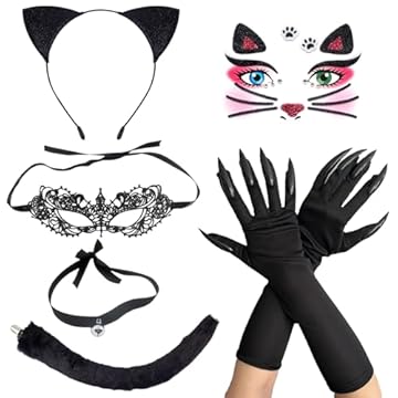 TYXHXTF Costume da Gatto Nero per Ragazze Donna, Halloween Accessori Mujer, per Travestimento Costume Carnevale Halloween Festa