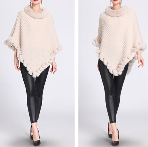 Women Leopard O-neck Pullover Cape Faux Fur Trim Poncho Fleece Thicken Coat for Wedding Party4