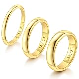ZNBOH 3Pcs 14K Gold Filled Ring Stackable Rings for Women Stacking Thin Gold Ring Set Simple Plain T