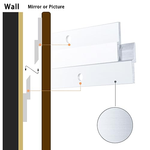 Image of 12'' French Cleat, French Cleat Hanger, Aluminum Z Clips for Hanging Pictures, Mirrors, Panels, Whiteboard, Shelf, Artwork ( Supports 80 lbs, 2 Pairs )