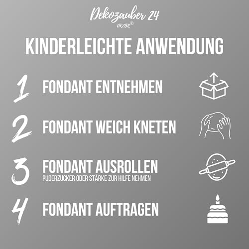 Dekozauber24 Premium Fondant silber, 250g, glutenfrei, graues Rollfondant als essbare Tortendeko, weich und biegsam, für Torte, Kuchen und Figuren