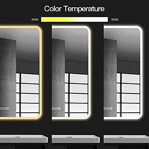 36 X 28 Inch Mirror Bathroom For Wall, Anti Fog Led Bathroom Mirror For Vanity, Lighted Makeup Mirror With 3 Lights Settings Fog Free Frameless Smart Mirror #TOP3