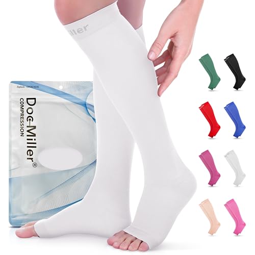 Image of Doc Miller Open Toe Compression Socks 15-20 mmHg for Women & Men