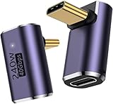 YUNKOZAND USB C 90 Grad Adapter, USB C rechtwinkliger Adapter mit 40 Gbit/s PD 240 W 8K @ 60 Hz Videoladung, kompatibel mit Steam Deck, Switch, VR und mehr Typ-C-Geräte A (2 Stück)