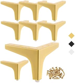 Metal Furniture Legs 4 Inch, 8 PCS Triangle Furniture Feet Modern Style Furniture Sofa Legs, Heavy Duty Replacement Gold Legs for Cabinet, Cupboard, Table, Sofa, Couch Chair
