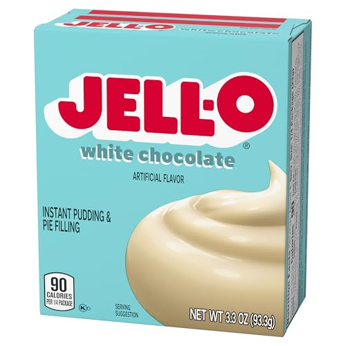 Image of Jell-O Instant Pudding & Pie Filling Mix, White Chocolate Flavored, Fat Free, Quick & Easy Dessert, 3.3 oz (Pack of 4)