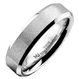 MJ Metals Jewelry Brushed White Tungsten Carbide 6mm Wedding Band Polished Edges COMFORT FIT Ring Size 9.5